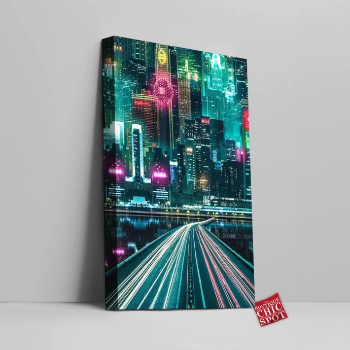 Neon City Canvas Wall Art