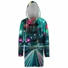 Neon City Hooded Cloak Coat