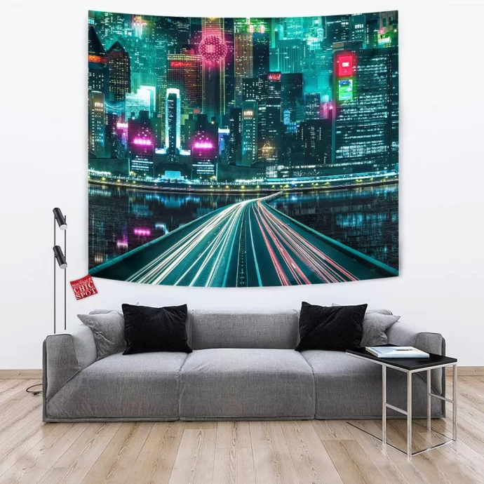 Neon City Tapestry