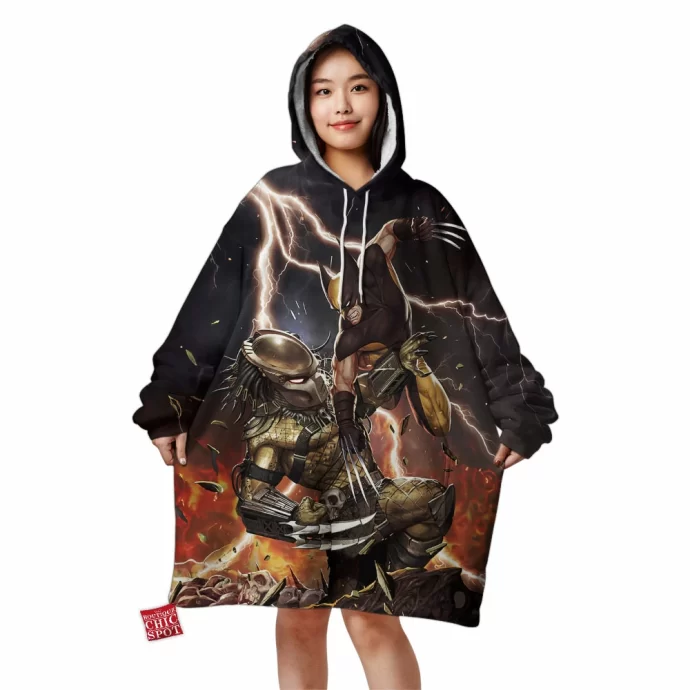 Predator Vs Wolverine Blanket Hoodie