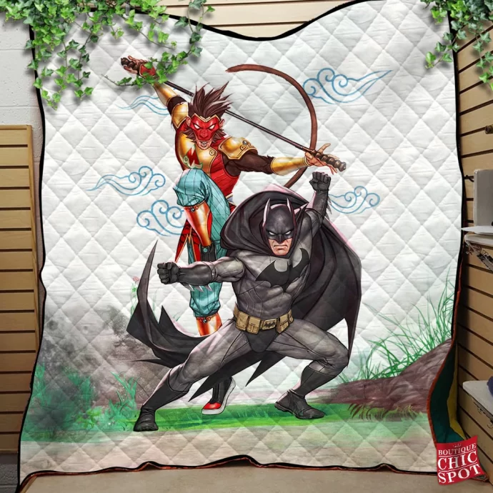 Monkey King And Batman Quilt Blanket