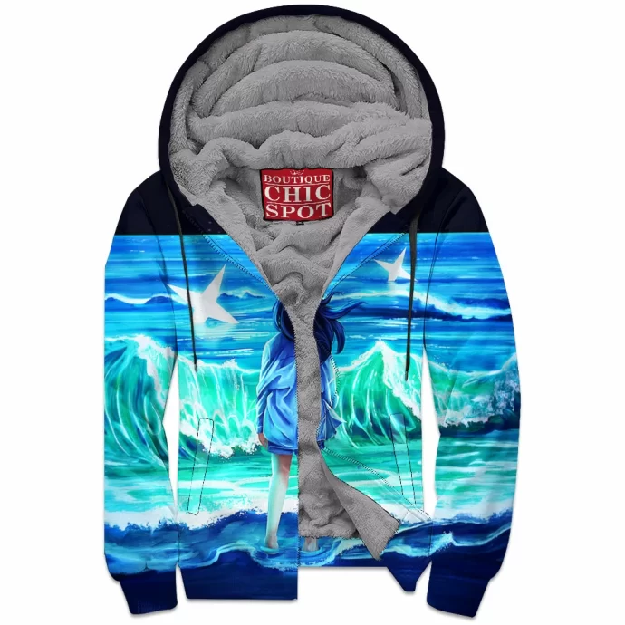 Waves Zip Fleece Hoodie