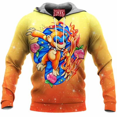Anime Fleece-Hoodie, Monferno Fleece-Hoodie, Pokemon Fleece-Hoodie