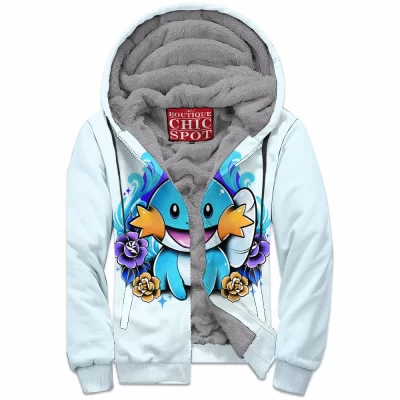 Anime Zip-Fleece-Hoodie, Mudkip Zip-Fleece-Hoodie, Pokemon Zip-Fleece-Hoodie