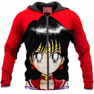 Anime Zip-Hoodie, Sailor Mars Zip-Hoodie, Sailor Moon Zip-Hoodie