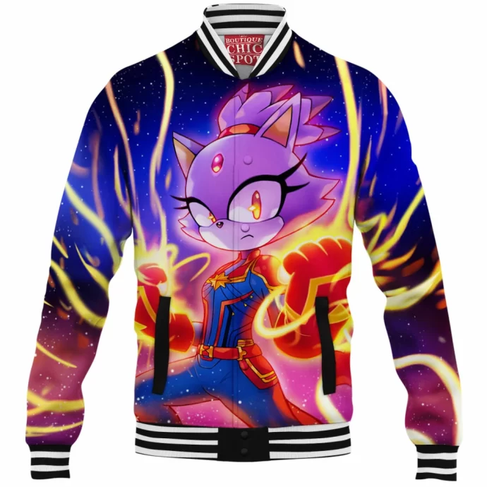 Blaze The Cat Sonic Captain Marvel Baseball Jacket