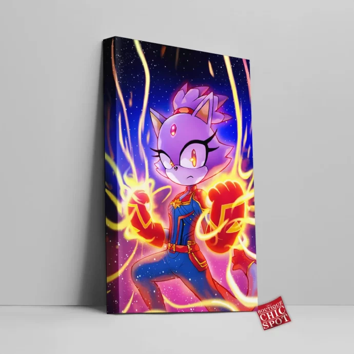 Blaze The Cat Sonic Captain Marvel Canvas Wall Art