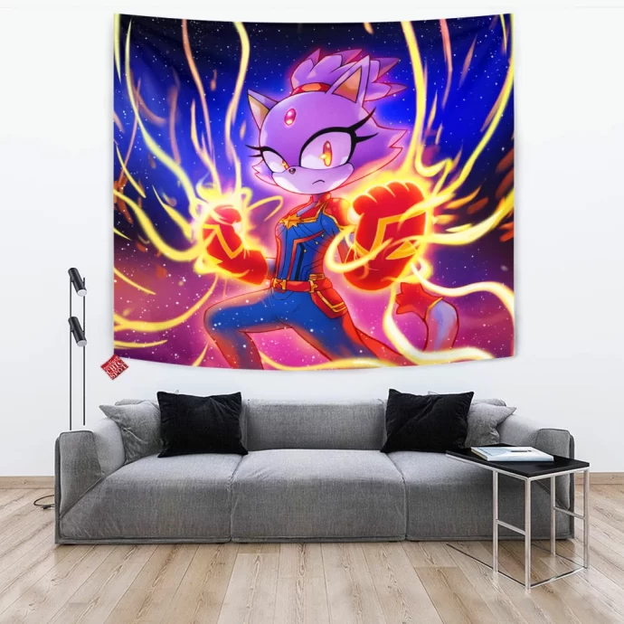 Blaze The Cat Sonic Captain Marvel Tapestry