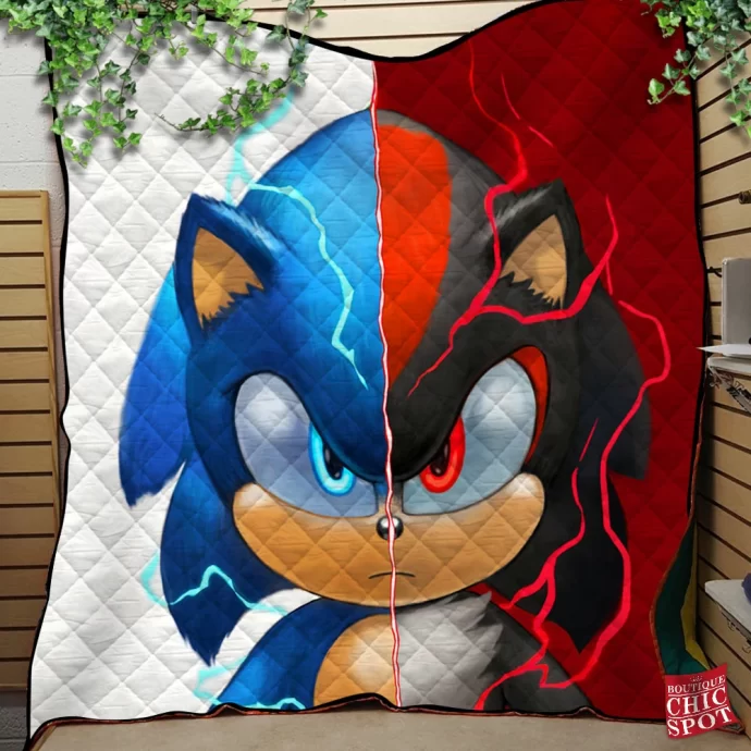 Sonic Shadow Quilt Blanket