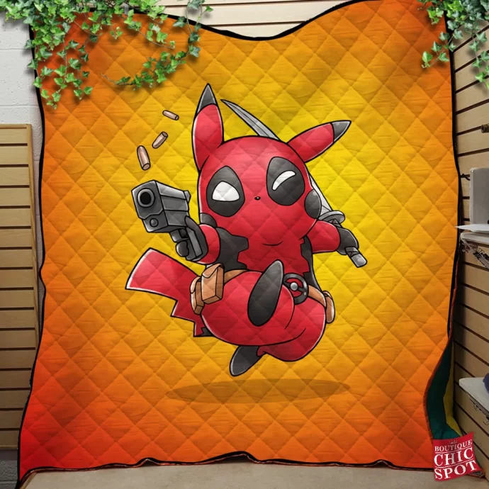 Pikachu Deadpool Quilt Blanket