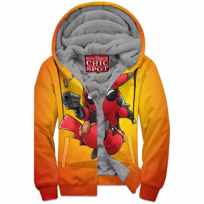 Pikachu Deadpool Zip Fleece Hoodie