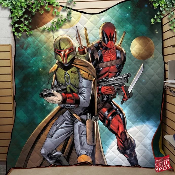 Deadpool Boba Fett Quilt Blanket