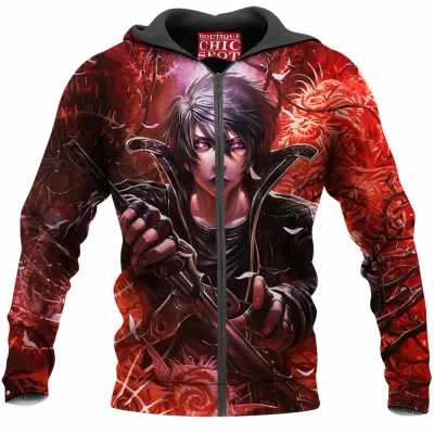 Kirito Zip-Hoodie, Sword Art Online Zip-Hoodie, Anime Zip-Hoodie