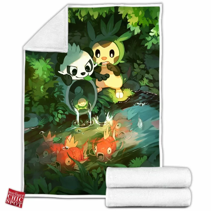 Pancham And Chespin Fleece Blanket