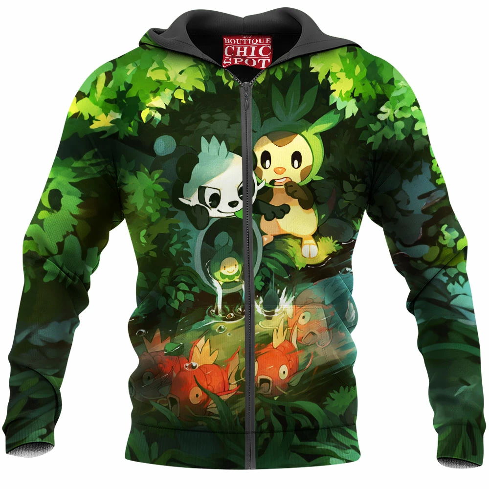 Anime Zip-Hoodie, Pancham Zip-Hoodie, Pokemon Zip-Hoodie, Chespin Zip-Hoodie 1 D HANG Boutique 3472 Zip Hoodie