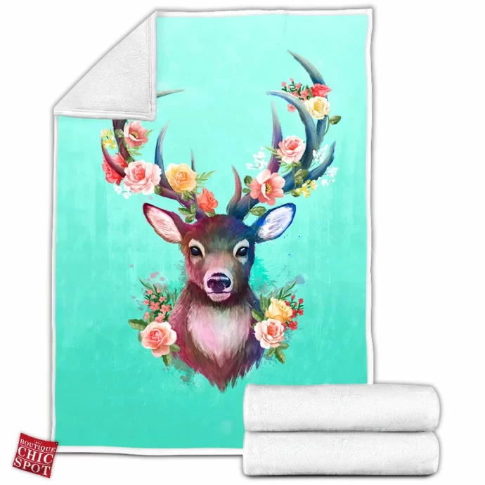 Deer Of Spring Fleece Blanket