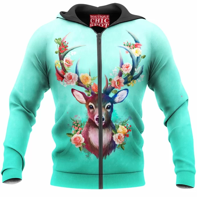 Deer Of Spring Zip Hoodie