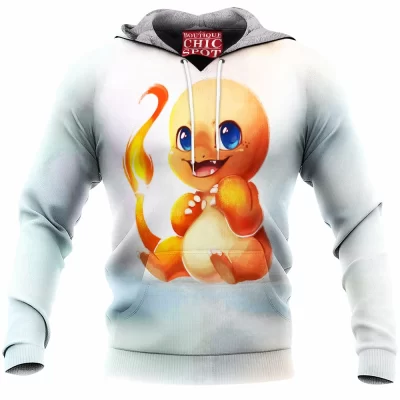 Anime Fleece-Hoodie, Charmander Fleece-Hoodie, Pokemon Fleece-Hoodie