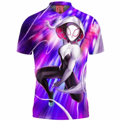 Comic Polo Shirt, Spider-Woman Polo Shirt, Spider-Gwen Polo Shirt