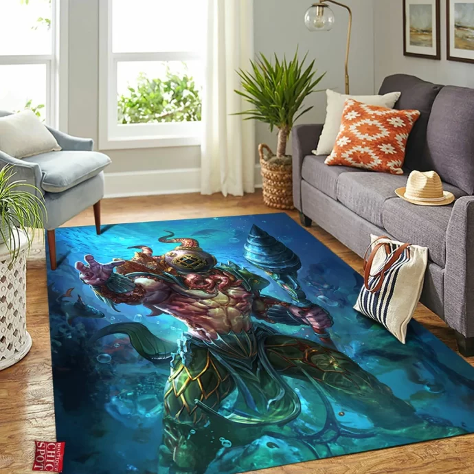 Smite Poseidon Rectangle Rug