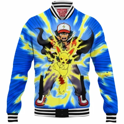 Anime Baseball-Jacket, Pikachu Baseball-Jacket, Pokemon Baseball-Jacket