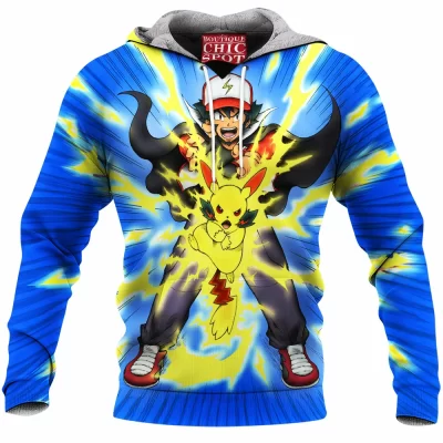 Anime Fleece-Hoodie, Pikachu Fleece-Hoodie, Pokemon Fleece-Hoodie