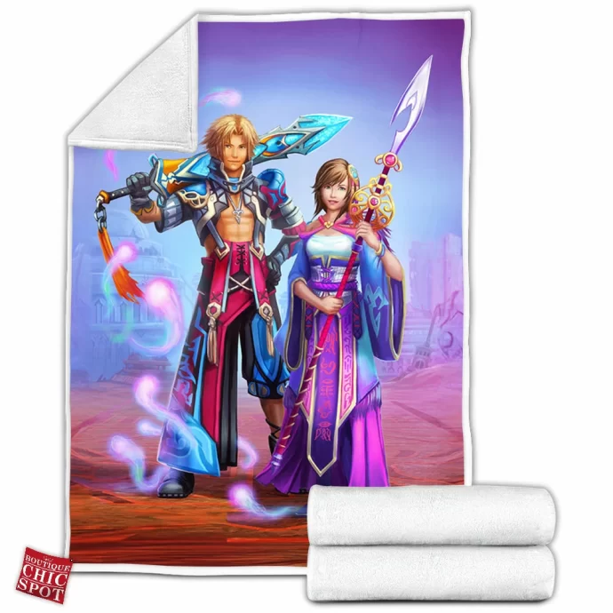 Ffx Tidus And Yuna Fleece Blanket