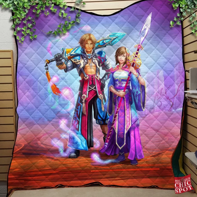 Ffx Tidus And Yuna Quilt Blanket