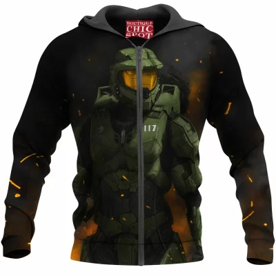 Game Zip-Hoodie, Halo Zip-Hoodie, Master Chief Zip-Hoodie