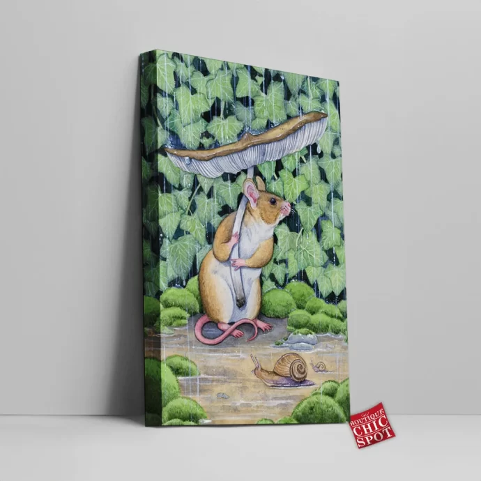 Spring Shower Rat Canvas Wall Art