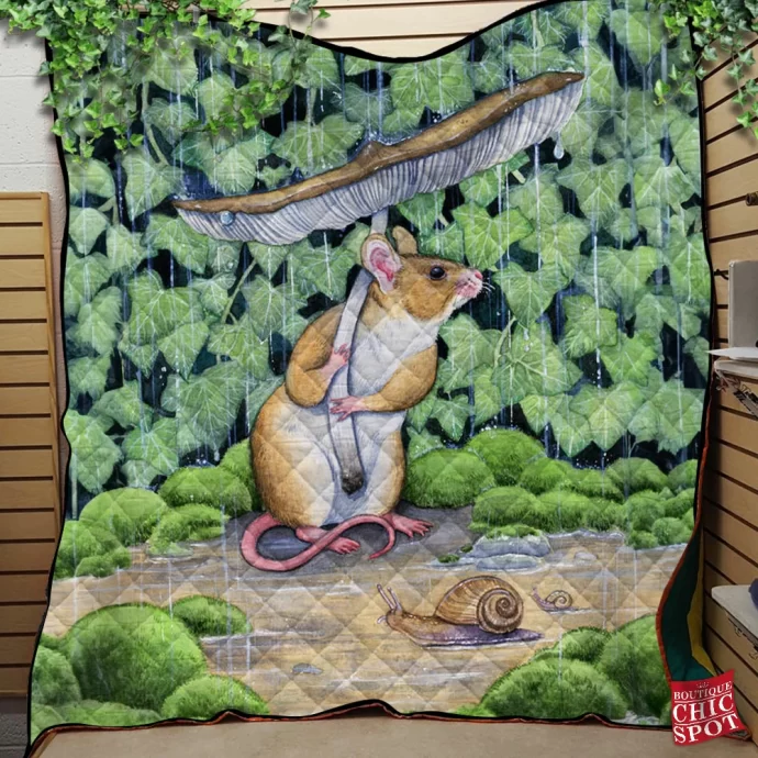 Spring Shower Rat Quilt Blanket