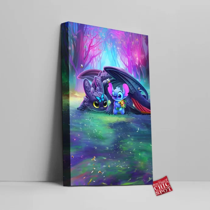 Toothless And Stitch Canvas Wall Art