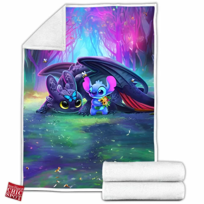 Toothless And Stitch Fleece Blanket