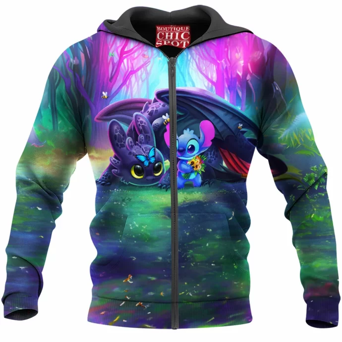 Toothless And Stitch Zip Hoodie