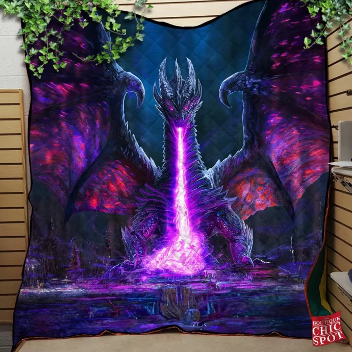 Black Dragon Quilt Blanket