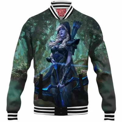 Game Baseball-Jacket, Drow Ranger Baseball-Jacket, Warcraft Baseball-Jacket, Dota Baseball-Jacket