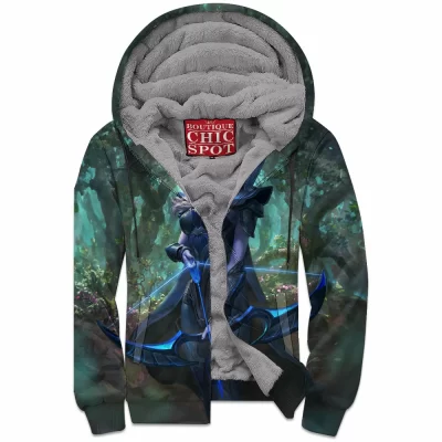 Game Zip-Fleece-Hoodie, Drow Ranger Zip-Fleece-Hoodie, Warcraft Zip-Fleece-Hoodie, Dota Zip-Fleece-Hoodie