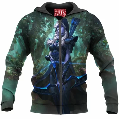 Game Zip-Hoodie, Drow Ranger Zip-Hoodie, Warcraft Zip-Hoodie, Dota Zip-Hoodie