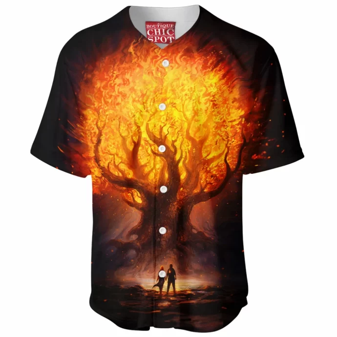 Tree on fire Baseball Jersey