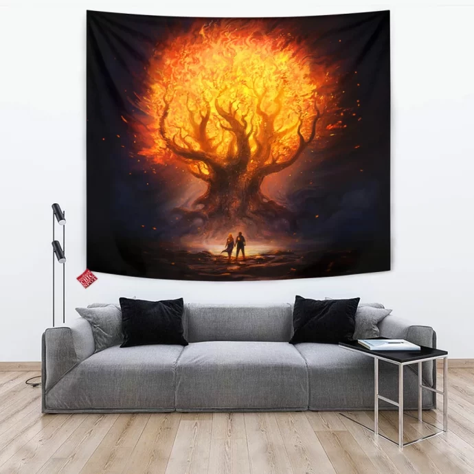 Tree on fire Tapestry