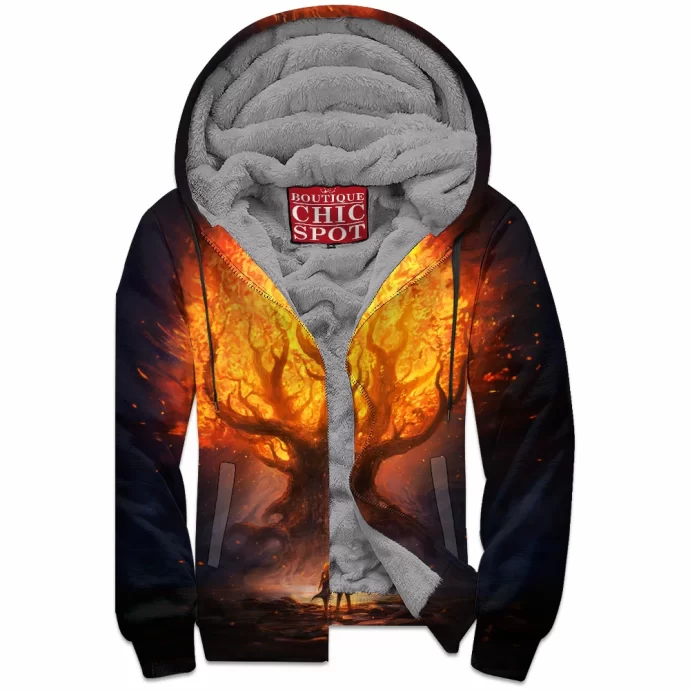 Tree on fire Zip Fleece Hoodie