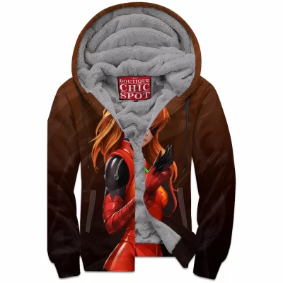 Anime Girl Zip-Fleece-Hoodie, Anime Zip-Fleece-Hoodie