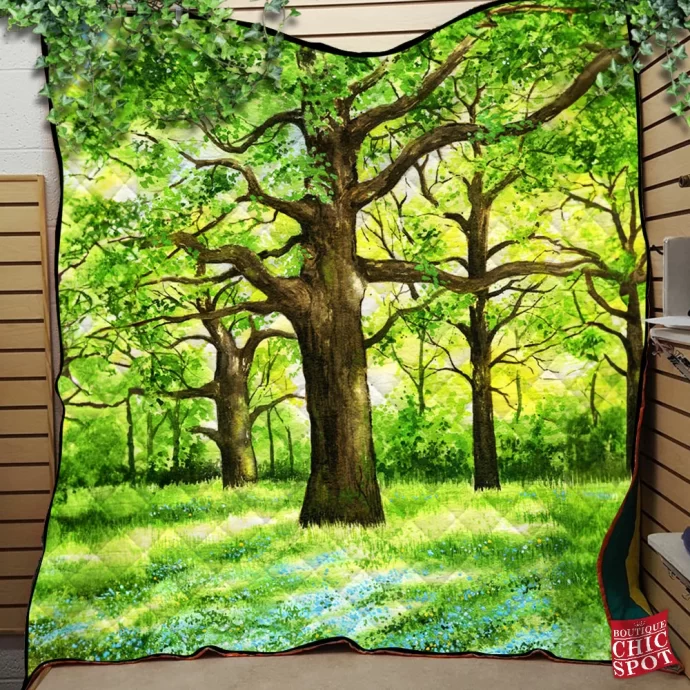 Green Forest Quilt Blanket