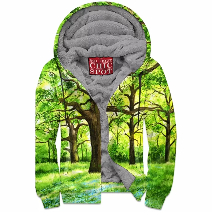 Green Forest Zip Fleece Hoodie