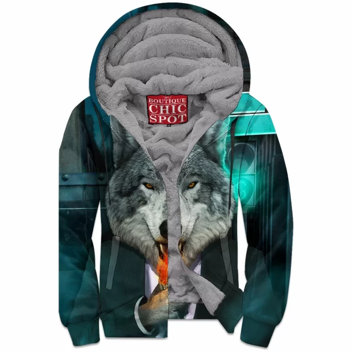 Wolf Zip Fleece Hoodie