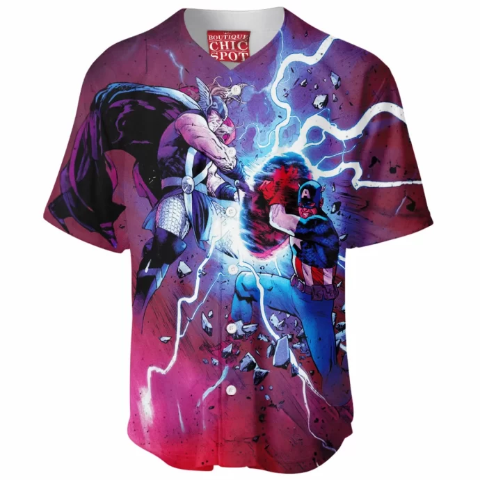 Thor vs Captain America Baseball Jersey