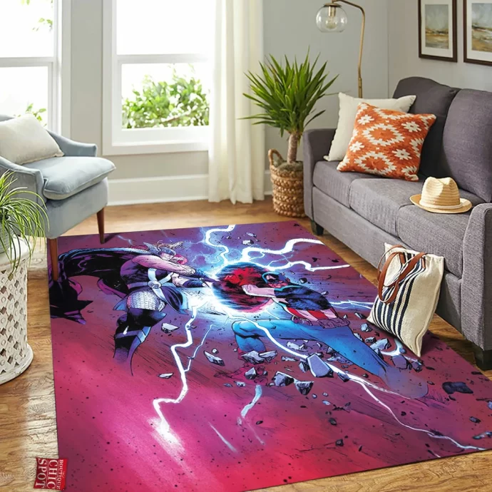 Thor vs Captain America Rectangle Rug