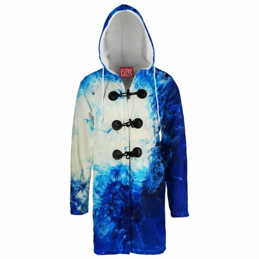 Yin Yang Blue Hooded Cloak Coat