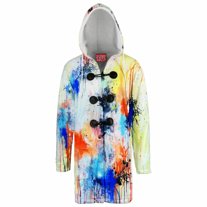 Watercolor Hooded Cloak Coat