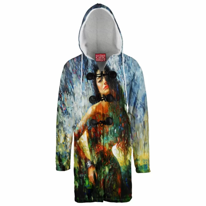 Abstract Woman Hooded Cloak Coat